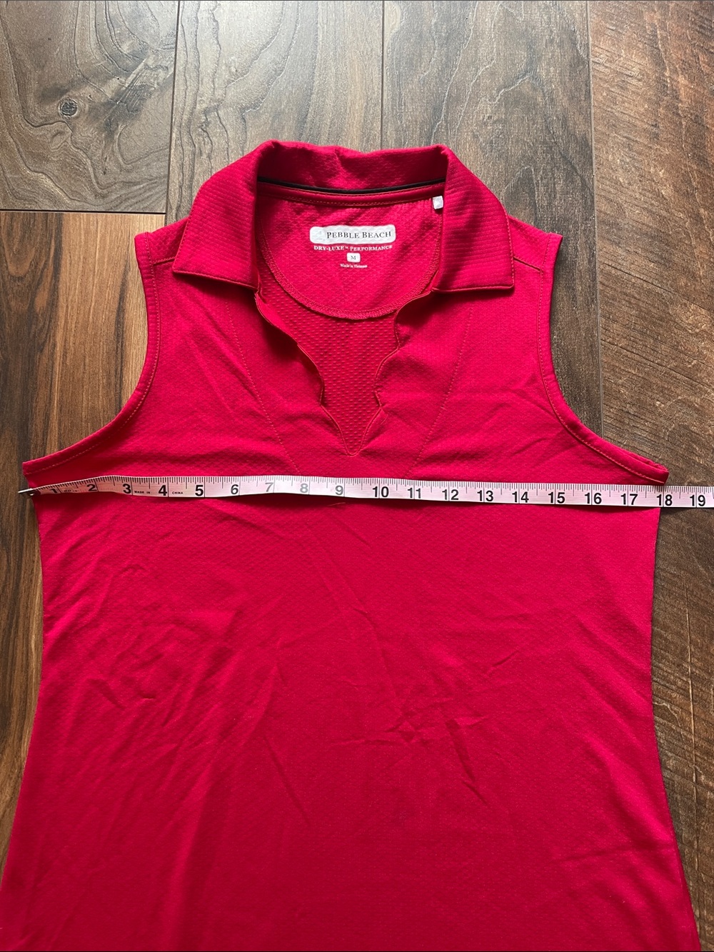 Pebble Beach Dry-Luxe Performance Sleeveless Gold Polo Tank - Red - Picture 6 of 8